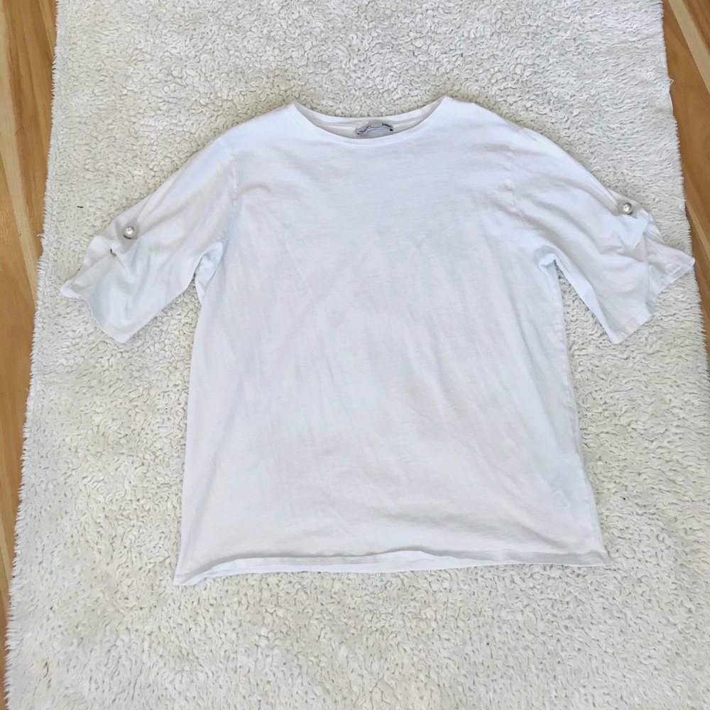 Zara Pearl Sleeve Basic Tee Small